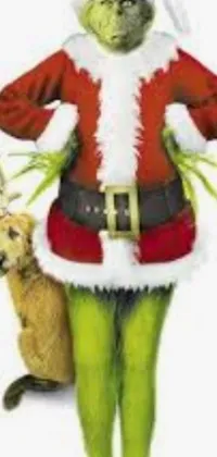 This phone live wallpaper features a green skinned character known for their dearth of cheer, the Grinch