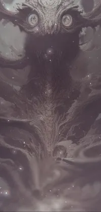This phone live wallpaper features a detailed black and white drawing of a monster that is sure to capture your attention