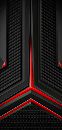 This phone live wallpaper features a striking black and red color scheme with sharp, sleek edged black armor as the focal point of the design