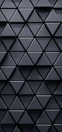 This live wallpaper features a black background with a neon-colored pattern of squares, triangles, steel buildings, geodesic domes, and other futuristic shapes