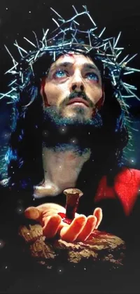 This live wallpaper features a captivating image of Jesus Christ wearing a crown of thorns, providing a powerful statement of faith