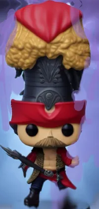 This live wallpaper features a close-up of a toy on a table, with a pirate captain funko pop figurine in the background