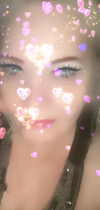 This phone live wallpaper showcases a stunning image of a woman with mesmerizing blue eyes
