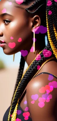 Get this stunning live wallpaper featuring a teenage girl sporting yellow and black braids, belonging to the Himba tribe