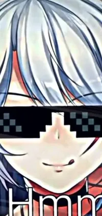 This phone live wallpaper showcases pixel art featuring a person wearing sunglasses in a full-face close-up shot