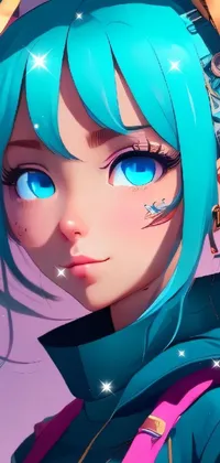 Blue eyed anime girl Live Wallpaper