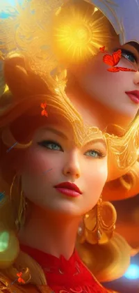 Looking for a phone live wallpaper that combines fantasy art with cinematic close-up bust shots? Look no further than this stunning design featuring two women standing together