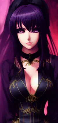 Get captivated by this darkly seductive phone live wallpaper! Featuring a mysterious woman, garbed in dark purple robes with exquisite gold detailing, this sfm rendered masterpiece is sure to mesmerize you