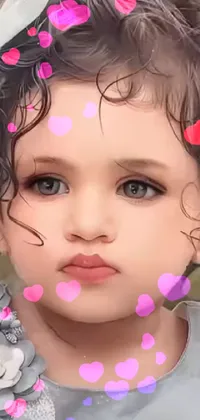 This phone live wallpaper features an adorable child wearing a beautifully designed floral dress