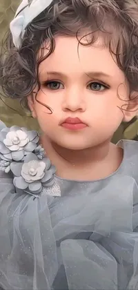 This phone live wallpaper boasts a stunning colorized photo of a child wearing a beautiful dress