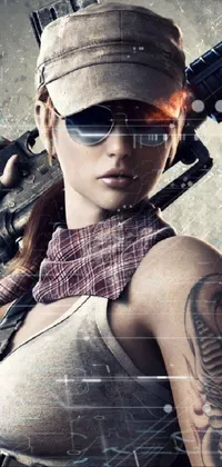 Add some action and adventure to your phone wallpaper with this live image of a woman holding a gun