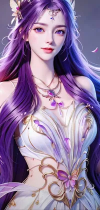 Hairstyle Facial Expression Purple Live Wallpaper