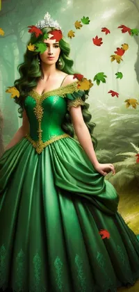 Hairstyle Green Gown Live Wallpaper