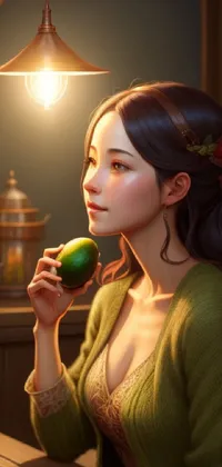 woman eating avocado  Live Wallpaper