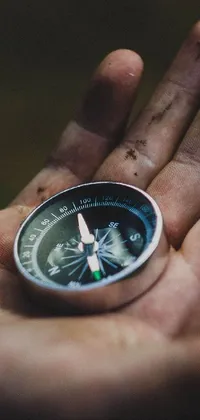 This live wallpaper features a stunning image of a person holding a compass in their hand