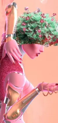 Hand Plant Pink Live Wallpaper