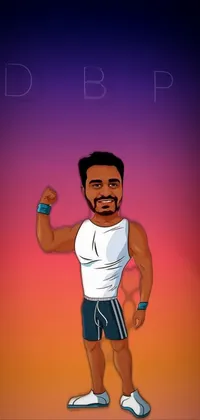 This lively live wallpaper features a cartoon character holding a tennis racquet while singing in a white tank top