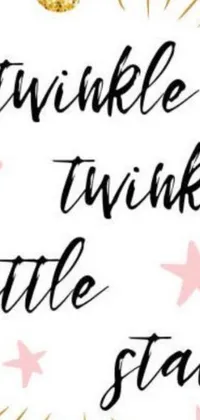 This live phone wallpaper features the quote "twinkle twinkle little star" on a white background with a cute cartoon image of a star