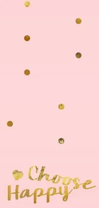 Looking for a playful and luxurious wallpaper for your phone? This live wallpaper by Olivia Peguero features a pink background adorned with delightful gold confetti dots, all surrounded by a regal gold trim