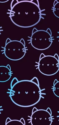 Looking for a fun and quirky live wallpaper for your phone? Check out this adorable group of cats, rendered in vector art and set against a striking black background