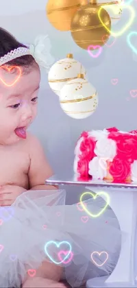 cute baby with yummy cake  Live Wallpaper