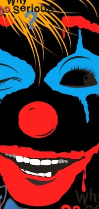 This phone live wallpaper features a colorful pop art clown face against a black backdrop