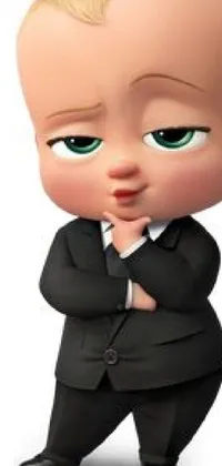 This phone live wallpaper features a cute and charming cartoon character dressed in a dapper suit and tie