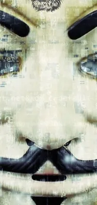 This phone wallpaper showcases a contemporary digital art piece, featuring a close-up of a masked person