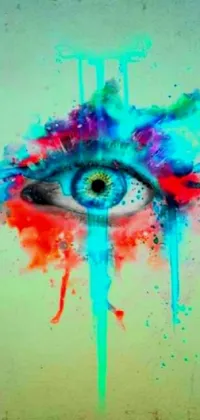 This phone live wallpaper features a captivating painting of an eye created with striking digital art techniques