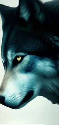 This fantasy-themed phone live wallpaper showcases a hyper realistic render of a man standing next to a wolf with a sword