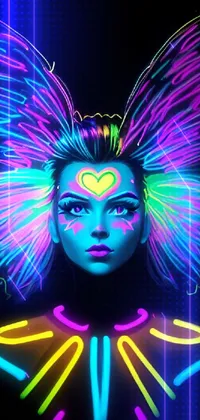 butterfly woman neon  Live Wallpaper