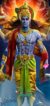 Experience the divine presence on your phone screen with this Hindu god statue live wallpaper