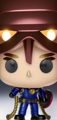 Decorate your phone screen with this captivating live wallpaper featuring a close up view of a helmet wearing figurine inspired by modern pop art and Captain Falcon