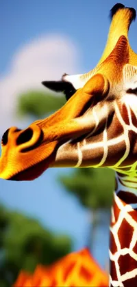 Looking for an awe-inspiring phone wallpaper? Check out this realistic, cinema 4D rendered image of a giraffe in nature on Shutterstock