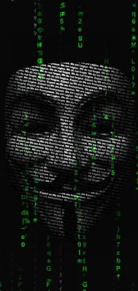 Looking for an edgy and cool phone live wallpaper? Check out this anonymous-themed wallpaper featuring a repeating word pattern in a monospace font and shades of green and blue