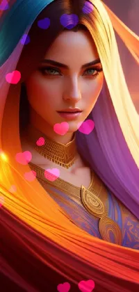 Discover a stunning phone live wallpaper featuring a woman with magnificent long hair in a fantasy art style