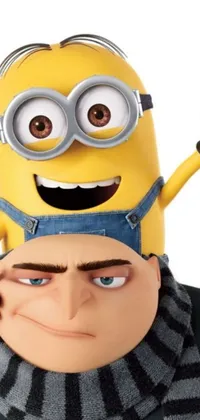 Get ready for some silly and vibrant fun with this animated live wallpaper for your phone! Two of the mischievous minions from the popular movie Despicable Me are featured in the scene along with an eye-catching movie poster in the background