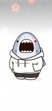 Looking for a striking live wallpaper for your phone? Look no further than this fun and quirky option featuring a cartoon shark wearing a hoodie