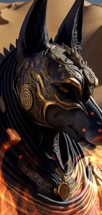 Transform your phone's display with this stunning Egyptian dog statue live wallpaper