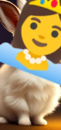 This phone live wallpaper features an adorable cat with a paper crown