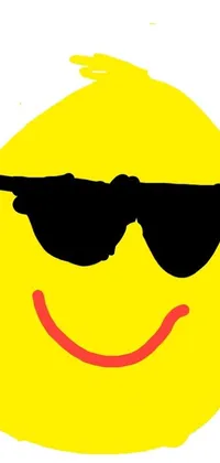 This lively live wallpaper depicts a happy yellow smiley face donning sunglasses against a crisp white backdrop