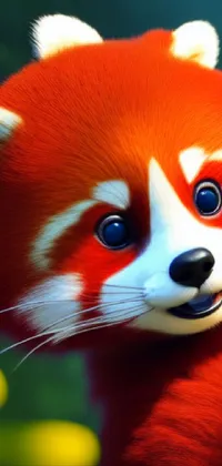 This phone live wallpaper depicts a stunning close-up of a red panda's cute face, inspired by a 3D animated movie