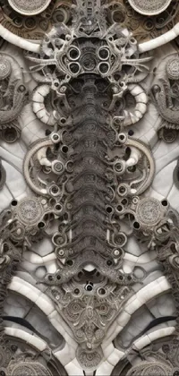 This engaging live wallpaper features a close-up digital rendering of a clock with gears, inspired by generative art, fractal shapes, and tribal patterns