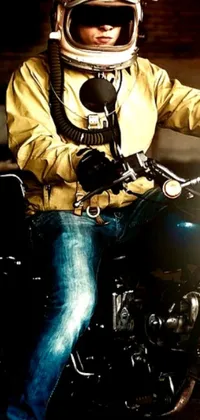 This live wallpaper showcases a man on a motorcycle, donning a helmet, perfect for your phone's display
