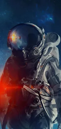 Experience the ultimate phone live wallpaper with this ultra-realistic digital art of a man in a space suit