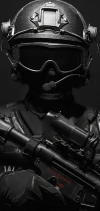Helmet Military Person Machine Gun Live Wallpaper