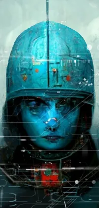 This dynamic phone live wallpaper showcases an impressive digital painting of a person wearing an imperial military helmet