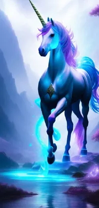 Horse Blue Mythical Creature Live Wallpaper