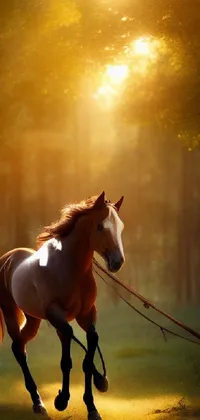 Experience the beauty of nature with this brown and white horse phone live wallpaper