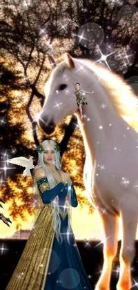 Get transported to a magical world with this exquisite white horse phone live wallpaper